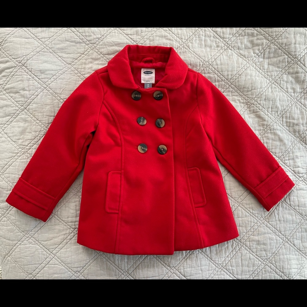 5T Girls Red Pea Coat
